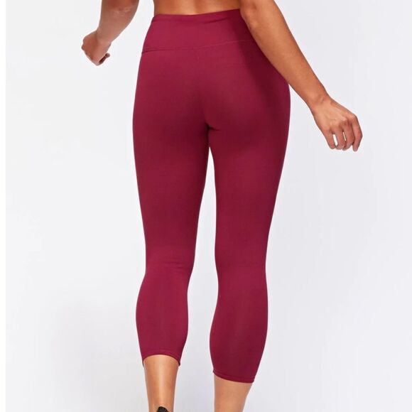 THREADS 4 THOUGHT | "T4T" Womens Athletic Leggings Crop Mid Rise Medium Burgundy - Picture 3 of 9